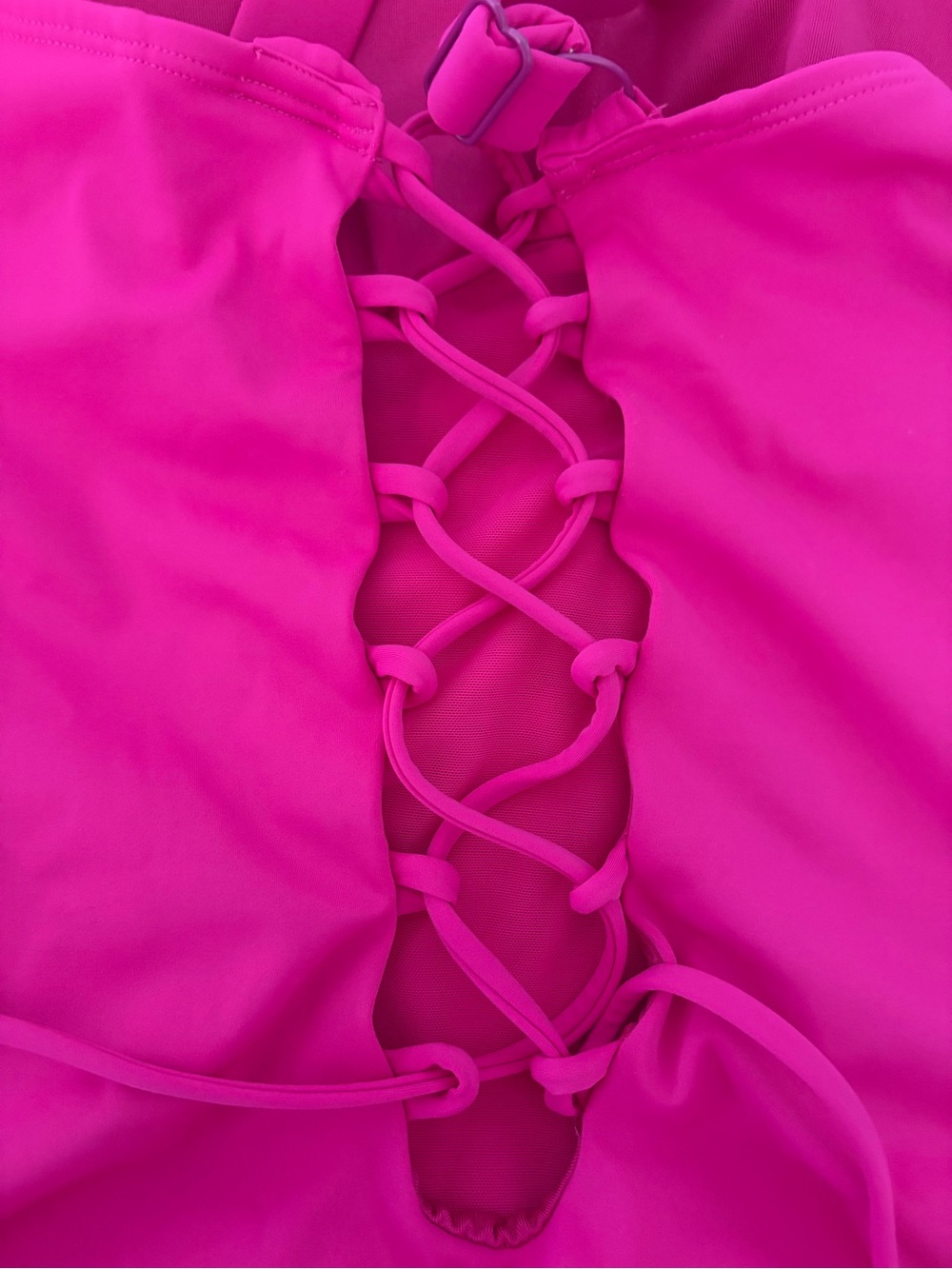 Ta3 Hot Pink Lace-Up One-Piece Swimsuit - Picture 6 of 12